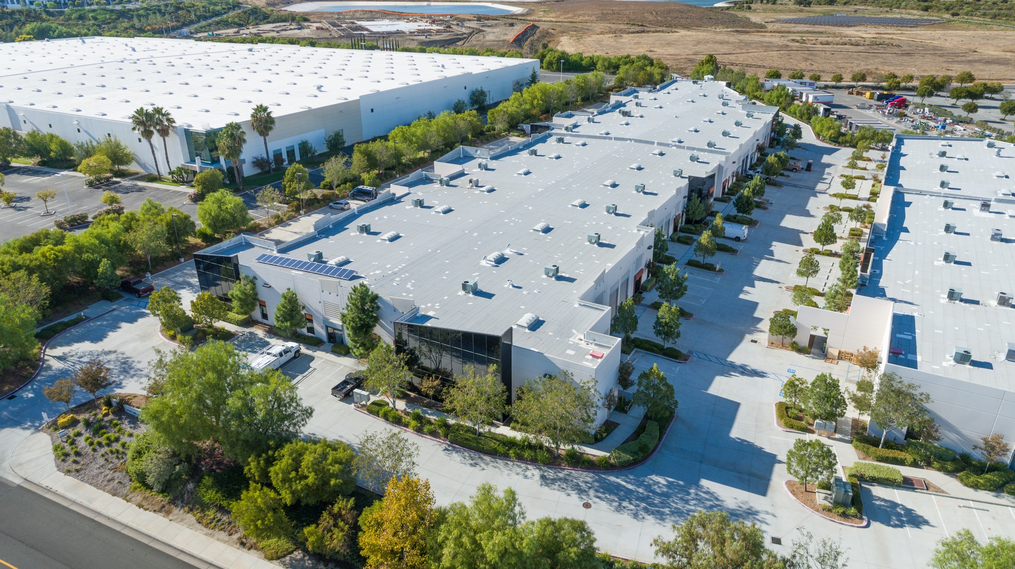 Aerial View Of Industrial Commerce Office Buildings